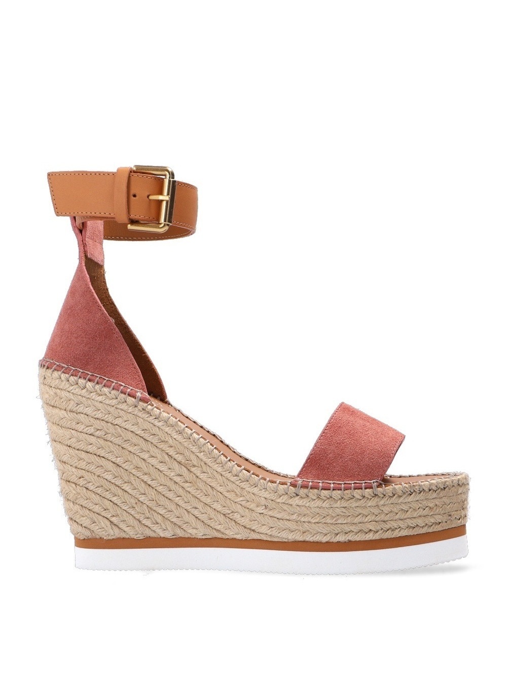 See by Chloé Glyn Calf Leather Espadrille Platform Wedge Sandals, Size 42 NWT